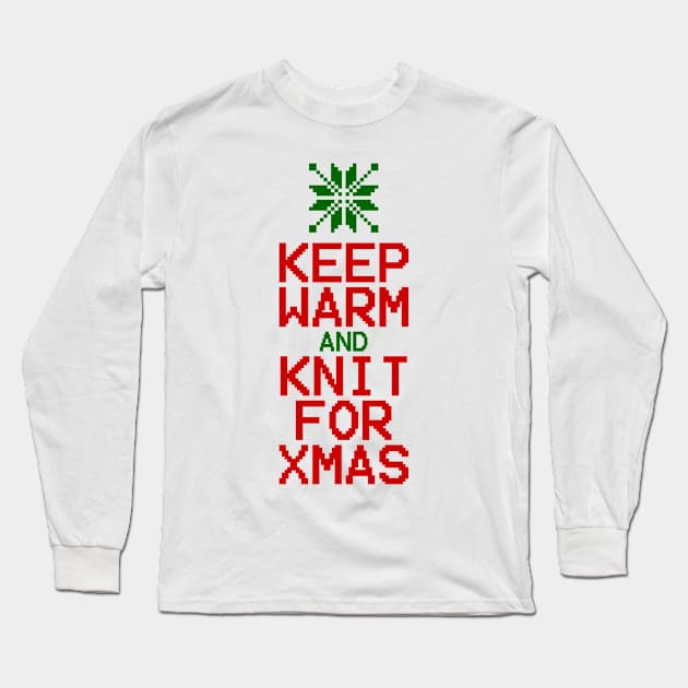 Keep Warm and Knit for Xmas Long Sleeve T-Shirt by tinybiscuits